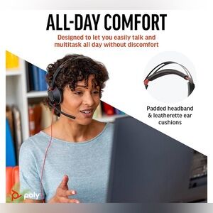 Poly Blackwire 5220 Wired Headset (Plantronics) - Flexible Noise-Canceling